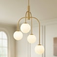 thumbnail image 1 of Gold Modern Chandelier Milk Glass Globe 4-Light Chandelier Brass Gold Pendant Light Fixture Industrial Iron Ceiling Light Fixture for Kitchen Island Bedroom, 1 of 11