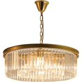 thumbnail image 1 of Gold Modern Crystal Chandelier,8-Light Round Flush Mount Crystal Ceiling Light Fixtures Adjustable Hanging Lighting Pendant Light Fixture for Dining Room Living Room, 1 of 9