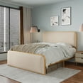 thumbnail image 1 of Gold Modern Metal Bed Frame with Curved Upholstered Headboard and Footboard Bed with Under Bed Storage, Heavy Duty Metal Slats, Queen Size, Beige, 1 of 3