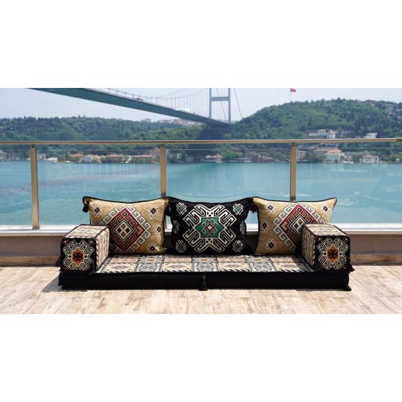 Gold Modular Sectional Sofa, Floor Seating Sofa, Arabic Majlis,Turkish Sofa, Floor Lounger, Diwan Sofa, Sofa Bed, Modular Sofa, Foldable Couch