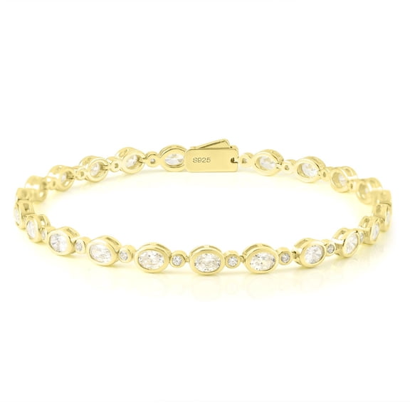 Gold Moissanite Bracelet 3×4MM D Color VVS1 Women Tennis Bracelet Oval Cut 925 Sterling Silver Gold Tennis Bracelets Men Diamond Chain Bracelets 7 Inch