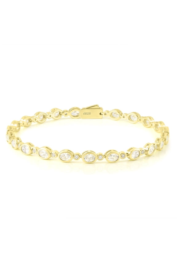 Gold Moissanite Bracelet 34MM D Color VVS1 Women Tennis Bracelet Oval Cut 925 Sterling Silver Gold Tennis Bracelets Men Diamond Chain Bracelets 7 Inch