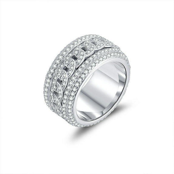 Gold Moissanite Ring for Men S925 Sterling Silver Rotating Ring D Color VVS1 Clarity Lab Mens Diamond Band Size 7-11