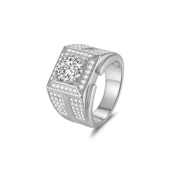 Gold Moissanite Rings for Men 925 Sterling Silver Band 2 Carat Trendy Domineering Moissanite Ring Men D Color VVS1 Clarity Created Diamond Rings for Him Size 7-12