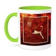 thumbnail image 1 of 3dRose, Gold Monkey Leaping, Fire and Lights, Orange, Red, Sign of the Monkey, 15oz Two-Tone Green Mug, 1 of 7