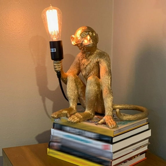 Gold Monkey Table Lamp Sitting Monkey Light Bedroom Monkey Table Light Gift
