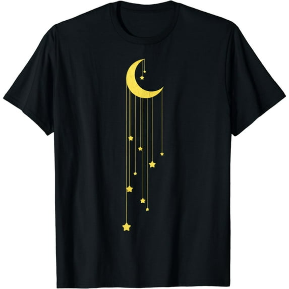 Gold Moon And Falling Stars Graphic T-Shirt