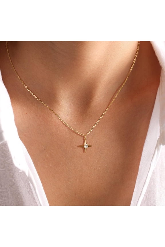 Gold Moon Pendant Necklace For Women,14K Gold Plated Dainty Chain Crescent Moon Sun Star Necklace Jewelry[o3392]