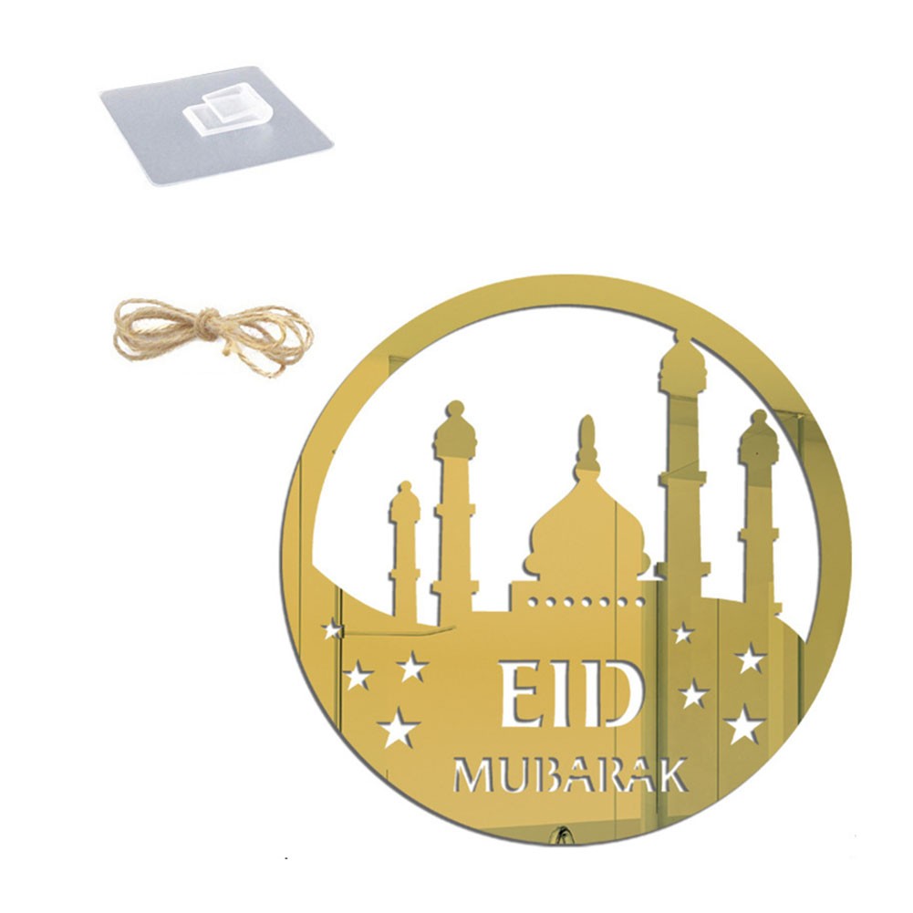 Gold Moon and Star Acrylic Pendant for Ramadan Eid Decorations