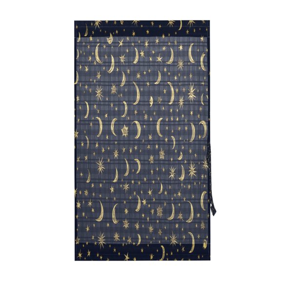 Gold Moons and Stars Door Curtain 54x72in UV Blocking Mesh with Adjustable Tie Back Rod Pockets