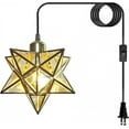 thumbnail image 1 of Gold Moravian Star Hanging Light with 16.5ft Plug-in Cord,Farmhouse Star Pendant Light Fixture with Switch,Indoor Decorative Ceiling Light for Bedroom Kitchen Island Porch Etc(LED Bulb Include), 1 of 6