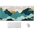 thumbnail image 1 of Gold Mountain with Landscape Line Arts Mouse Pad 35.4 x 15.7 Inch XXL Full Desk Mousepad Extended Large Non-Slip Rubber Base Waterproof Big Keyboard Mat with Stitched Edges for Gaming and Office, 1 of 6