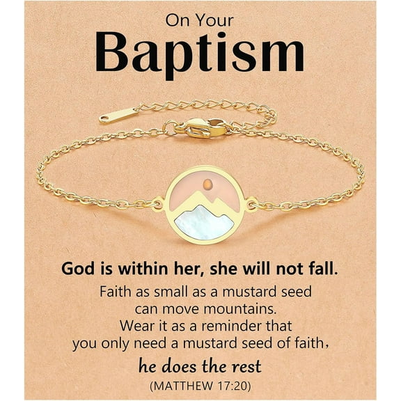 Gold Move Mountains-Mustard Seed Bracelet Baptism Confirmation Catholic Christian Easter Gifts for Women Girls