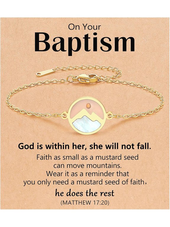 Gold Move Mountains-Mustard Seed Bracelet Baptism Confirmation Catholic Christian Easter Gifts for Women Girls