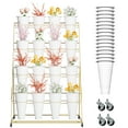 thumbnail image 1 of Gold Multi-Layer Flower Display Stand with Detachable Buckets, Foldable Metal Flower Cart Shelf with Brake, Adjustable Height for Weddings, Flower Shops, Market, Pop-Up Events, 1 of 8
