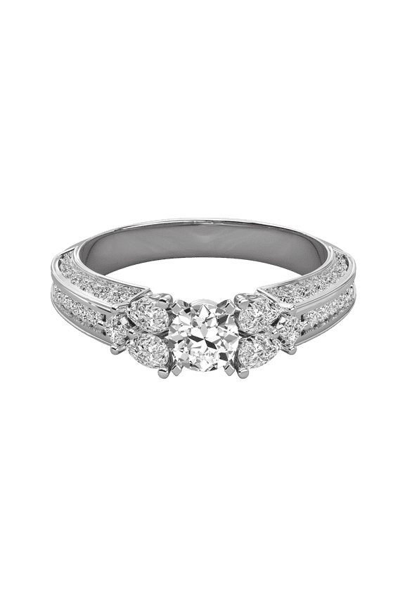 Gold Multi-Stone Cluster Engagement Ring