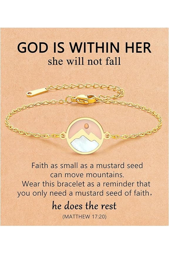 Gold Mustard Seed Faith Bracelet Catholic Christian Easter Christmas Birthday Gifts for Women Her