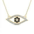 thumbnail image 1 of Gold N Diamonds 189472 0.17 CTW Diamond Channel 0.25 CT Rd-Bs Natural Gemstone Evil Eye Necklace, 18 in., 1 of 1