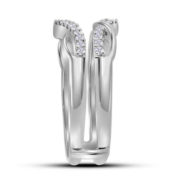 Gold N Diamonds 93107 10 KT White Gold Womens Round Diamond Wrap Ring with Guard Enhancer Wedding Band - 0.25 CTTW - Size 7