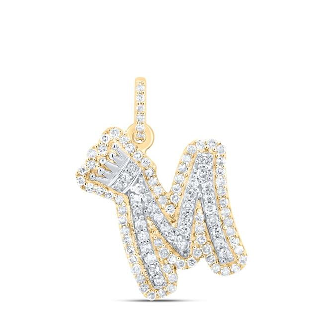Gold N Diamonds 177658 0.33 CTW Diamond P1 Gift Initial M Crown Pendant