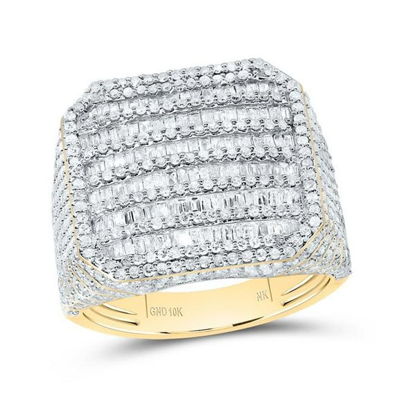 Gold N Diamonds 191282 2.25 CTW Diamond Necklace Fashion Octagon Baguette Mens Ring
