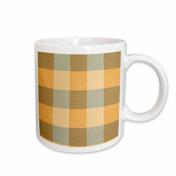 3drose, Gold N Ivory Large Scale Plaid, 15oz Mug
