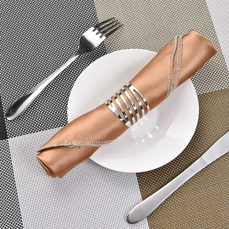 Gold Napkin Rings Set of 12, Dining Table Decor for Wedding Christmas Party  Banquet Dinner Cloth Towel Serviette Gold Kitchen Accessories 