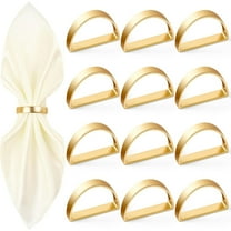 Gold Napkin Rings Set of 12, Semicircle Metal Napkin Holders for Party Wedding Dinner Table Decoration