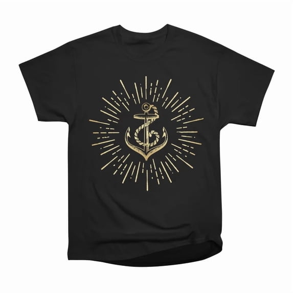 Gold Nautical Anchor T-Shirt Tee Gift For Him Merch For Her Apparel For Friend