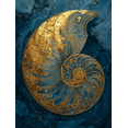 thumbnail image 1 of Gold Nautilus Shell Canvas Print, Ideal for Living Room, Bedroom, Office, Bathroom, Kitchen, Luxury Home Decor, 1 of 8