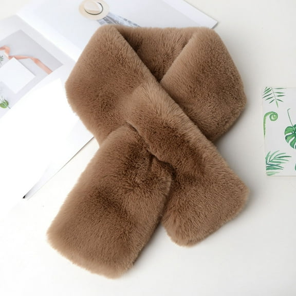 Gold Neckerchief Women Simple Plush Scarf Neck Women's Thickening and Lengthening Warm Scarf
