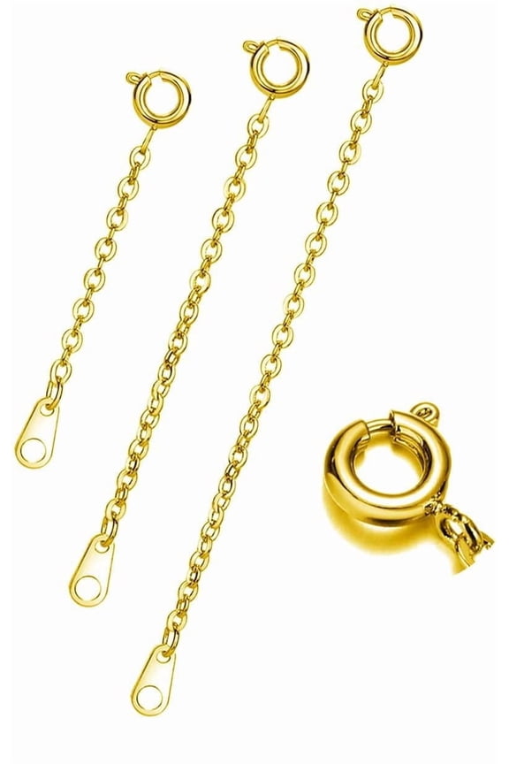 Gold Necklace Extenders Delicate 2",3",4"Inches Necklace Extension Chain Set for Layering Necklaces, Chain Extender with Durable Spring Ring Clasp