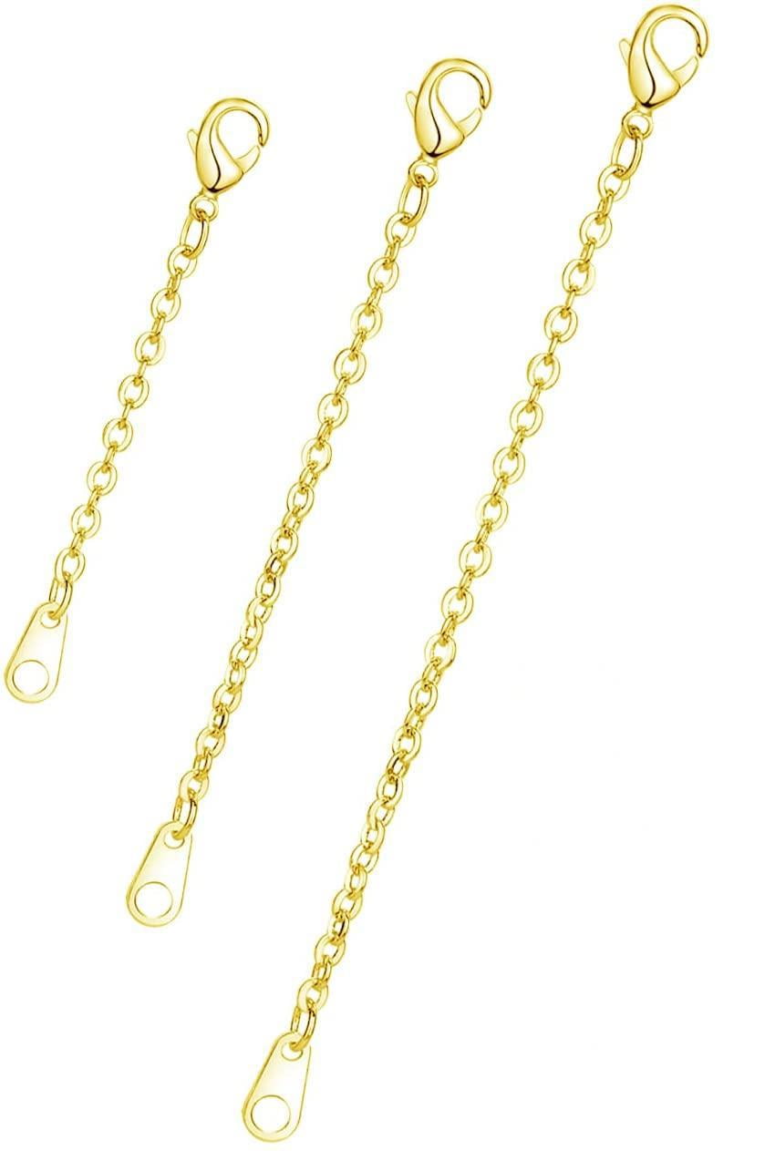 Gold Necklace Extenders Necklace Extension Chain with Durable Lobster Claw Clasp for Women