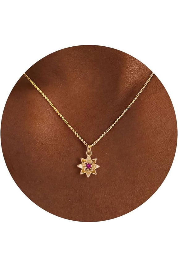 Gold Necklace For Women-14K Gold Plated Dainty Birth Flower Necklace Floral Birthstone Necklace For Women Birth Month Flower Necklace Jewelry[o6838]