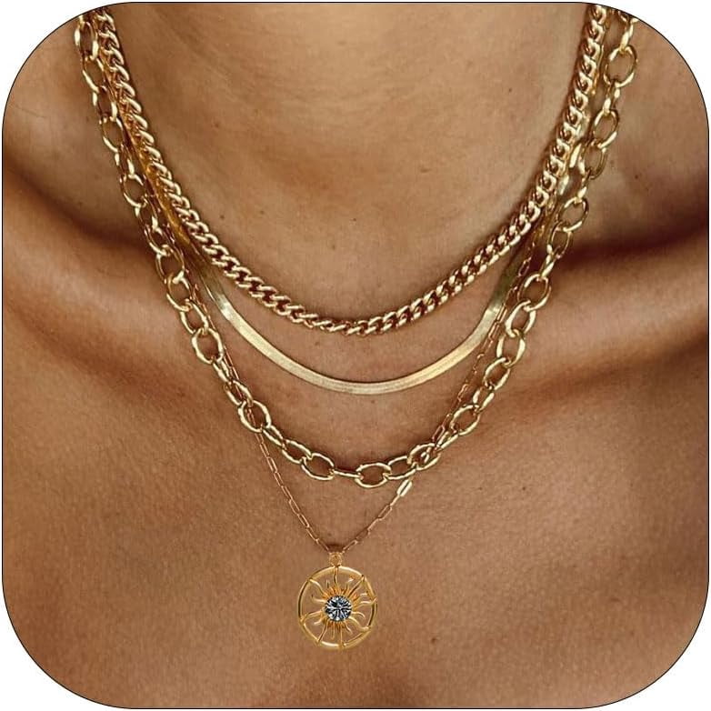 Gold Necklace Stack Boho Layered Necklaces For Women Trendy Pearl Necklaces Christmas Gifts Stocking Stuffers[Z396]