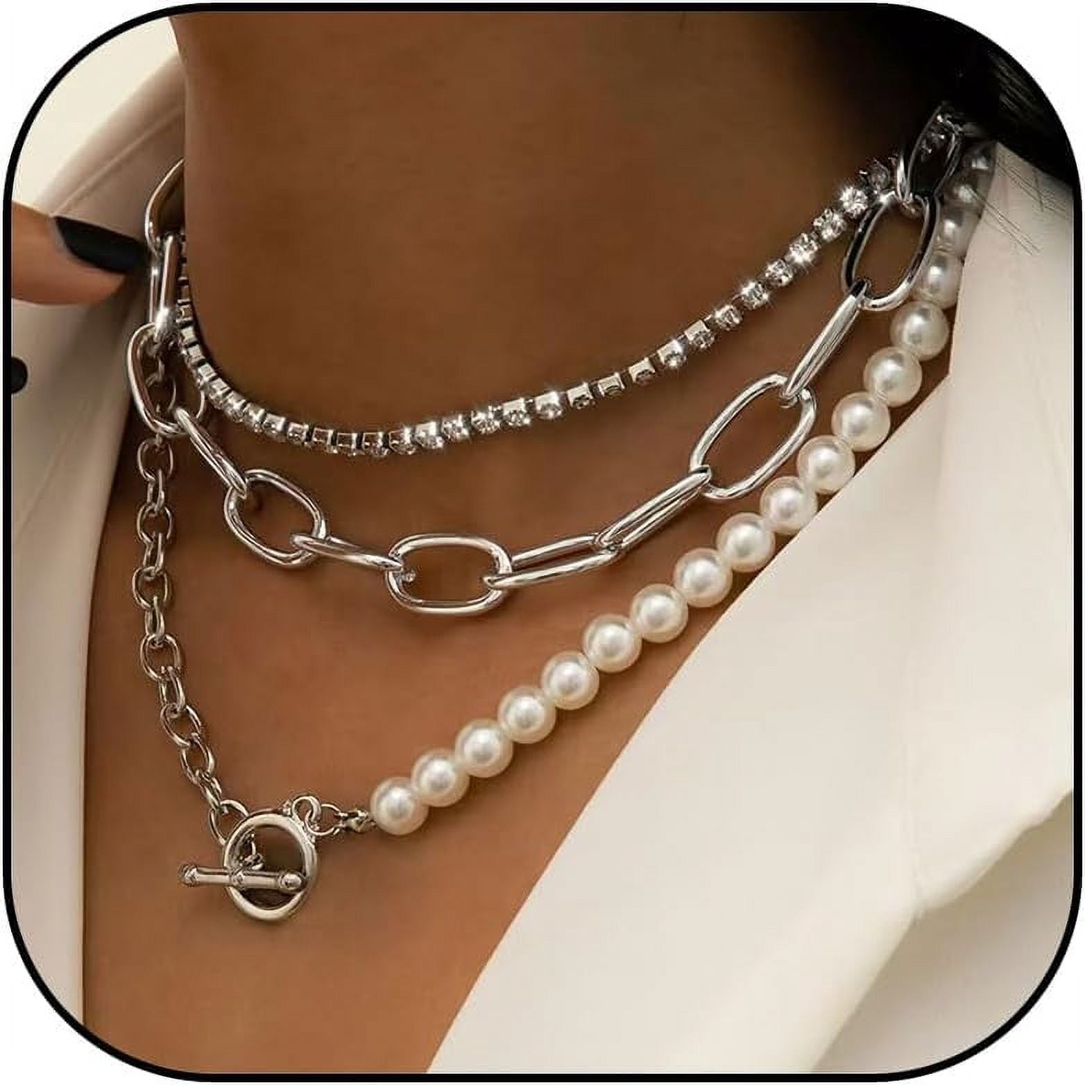 Gold Necklace Stack Boho Layered Necklaces For Women Trendy Pearl Necklaces Christmas Gifts Stocking Stuffers[Z404]