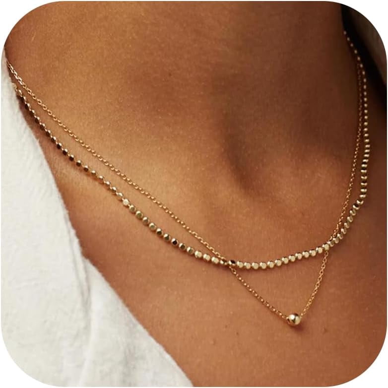 Gold Necklace Stack Boho Layered Necklaces For Women Trendy Pearl Necklaces Christmas Gifts Stocking Stuffers[Z406]