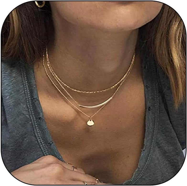 Gold Necklace Stack Boho Layered Necklaces For Women Trendy Pearl Necklaces Christmas Gifts Stocking Stuffers[Z412]