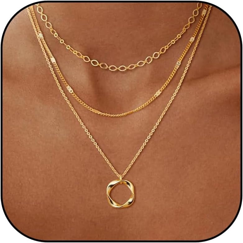 Gold Necklace Stack Boho Layered Necklaces For Women Trendy Pearl Necklaces Christmas Gifts Stocking Stuffers[Z414]