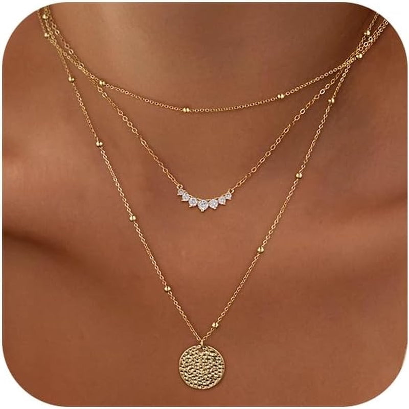 Gold Necklace for Women 14K Gold Chain Necklaces Dainty Layered ...