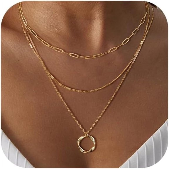 Gold Necklace For Women 14K Gold Chain Necklaces Dainty Layered Necklaces Simple Stackable Pendant Necklaces Herringbone Cuban Paperclip Chain Gold Choker Necklaces Gold Jewelry For Women[o1607]