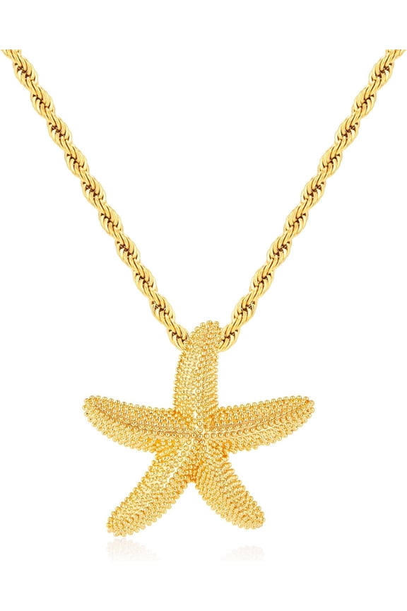 Gold Necklace for Women Boho Spiral Conch Shell Necklace Starfish Necklace Vintage Ocean Sea Shell Choker Pendant Necklace Adjustable Summer Beach Jewelry