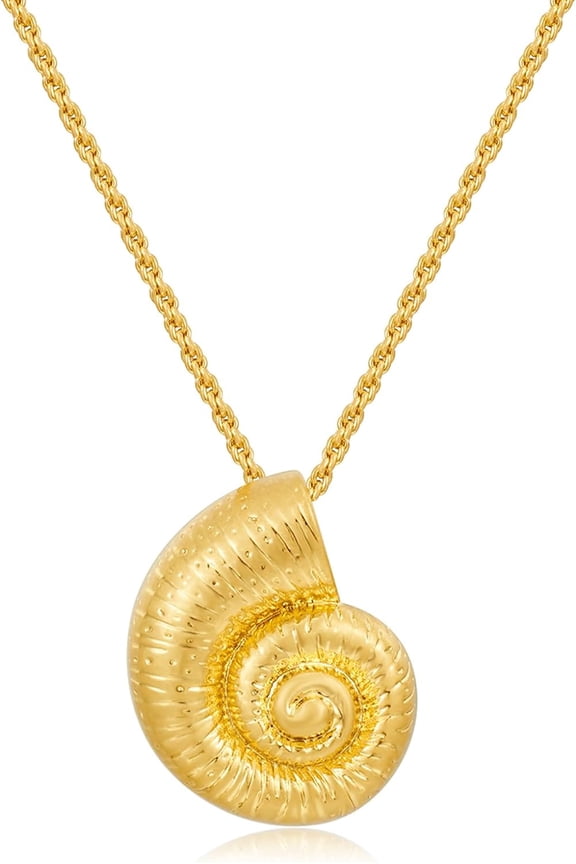 Gold Necklace for Women Boho Spiral Conch Shell Necklace Starfish Necklace Vintage Ocean Sea Shell Choker Pendant Necklace Adjustable Summer Beach Jewelry