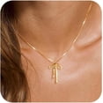 thumbnail image 1 of Gold Necklace for Women Trendy, Dainty Gold Bow Necklace 14K Gold Plated Necklace Cute Bow Pendant Necklace Simple CZ Bead Bow Chain Choker Necklaces for Women Gold Jewelry Christmas Gifts, 1 of 11