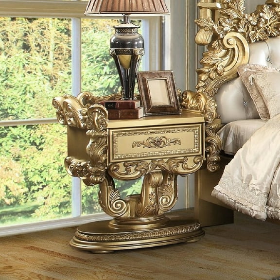 Gold Nightstand With Felt Lined 1 Drawer - Quietly For Bedroom Harmony 1 Cozy Lined, Glides Peace