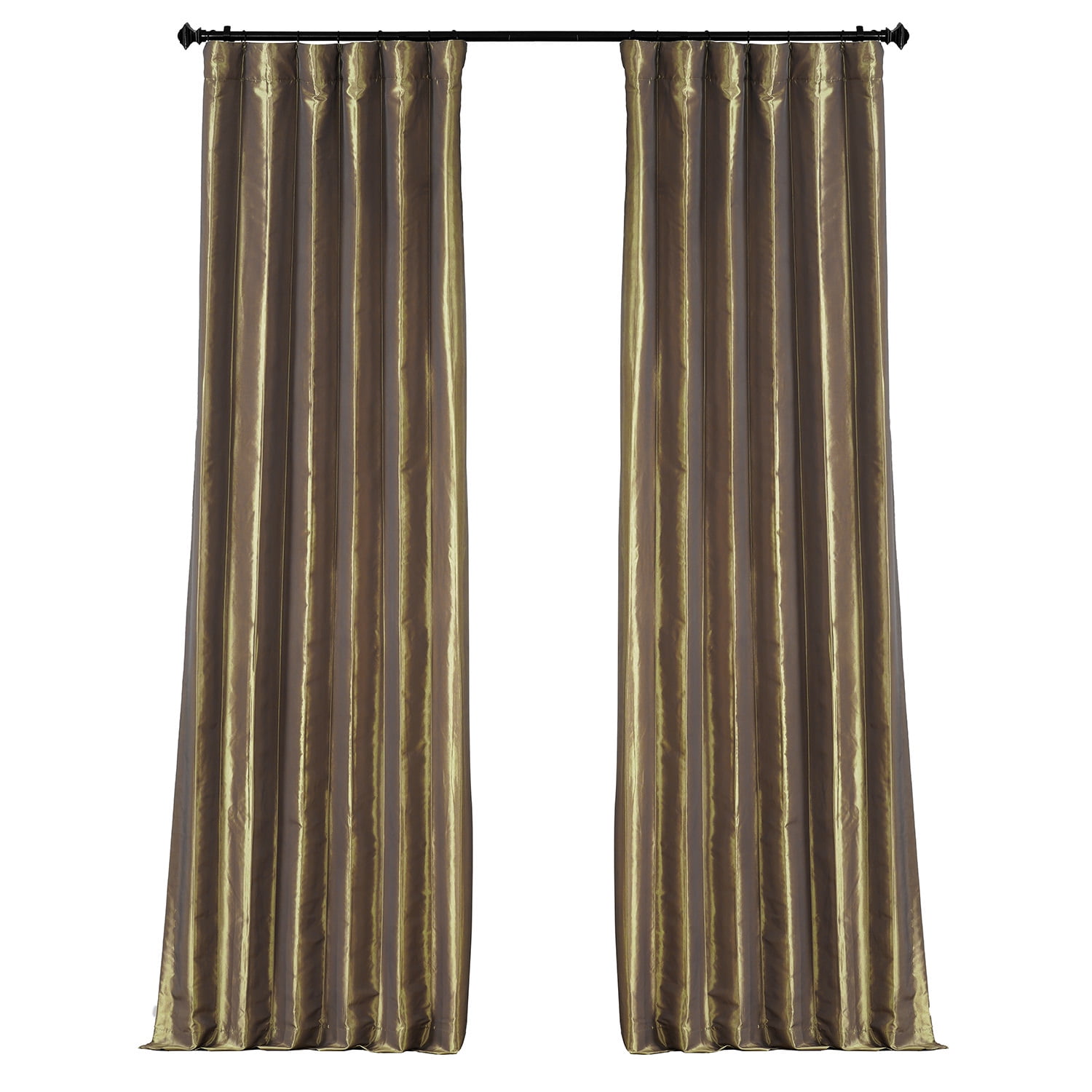 Exclusive Fabrics Grommet Faux Silk Taffeta 96-Inch Length Blackout Curtain Panel, Gold Nugget