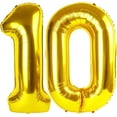 thumbnail image 1 of Gold Number 10 Balloon 40 inch, 10 Number Balloon, 10th Gold Birthday Decorations, 10 Year Old Girlss Boyss Golden Party Supplies, 1 of 18