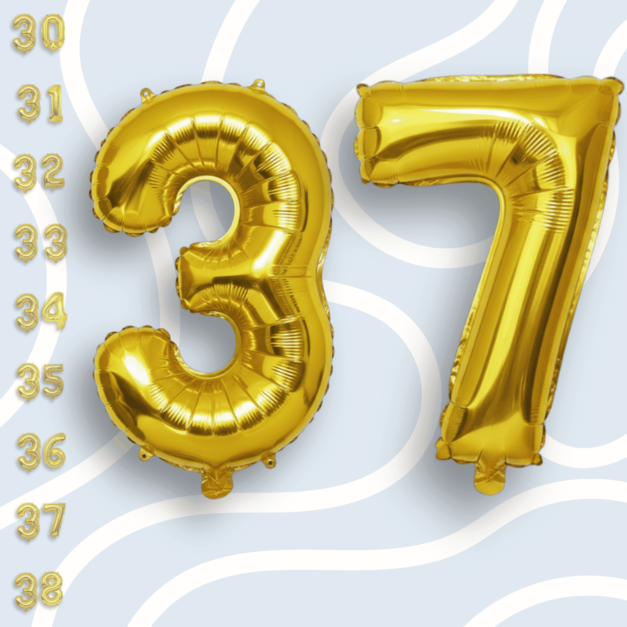 Gold Number 37 Mylar Balloon 16