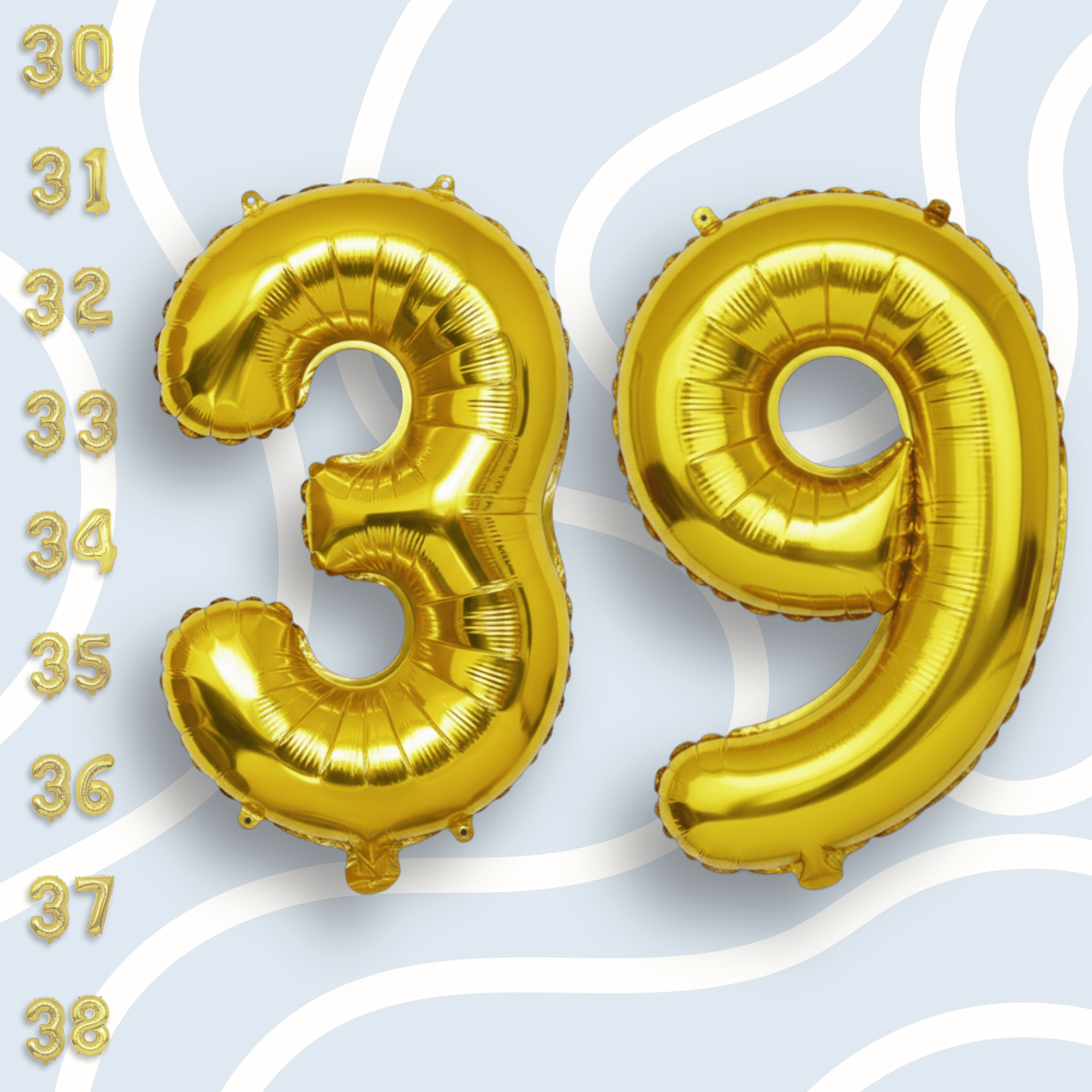 Gold Number 39 Mylar Balloon 16