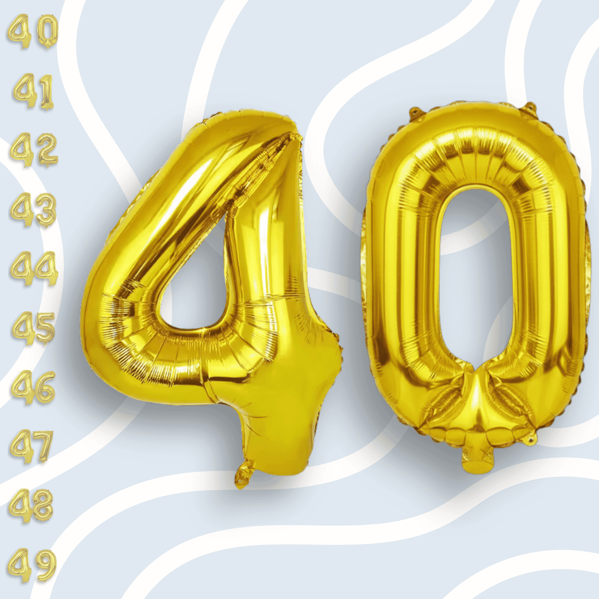 Gold Number 40 Mylar Balloon 16